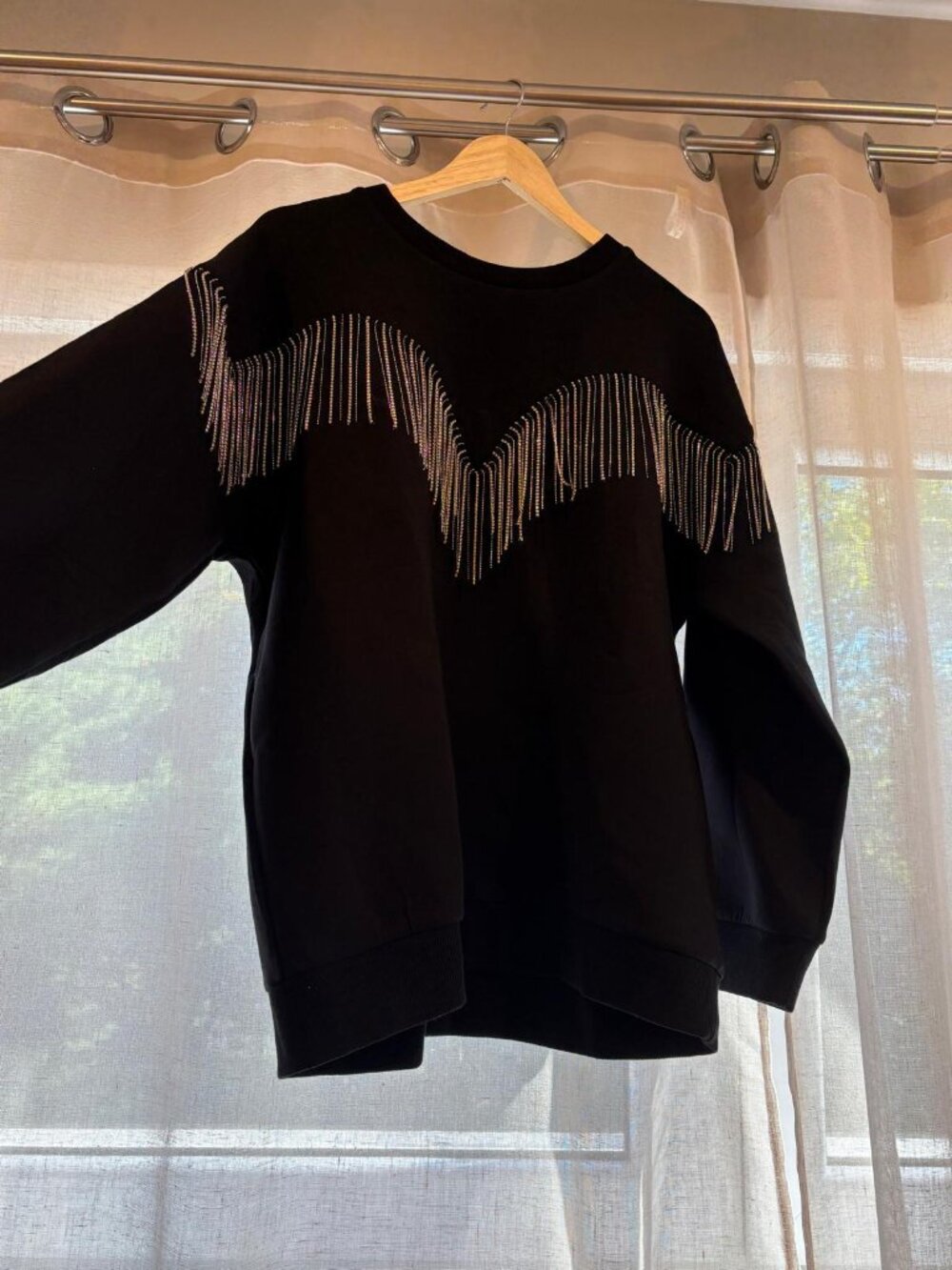English Factory Rhinestone Fringe Sweatshirt - Picture 6 of 7